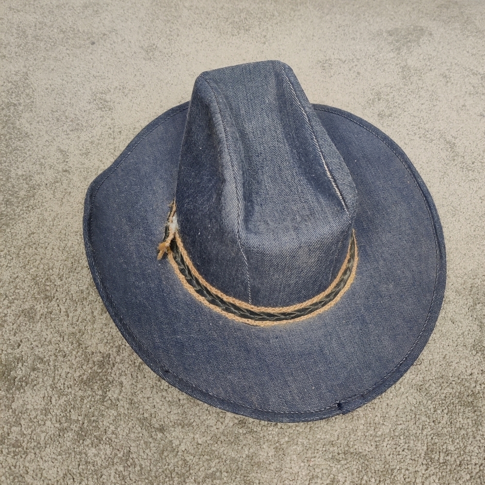 United Hatters Cap Millinery Works Vintage Denim Cowboy Hat Wide Brim Large